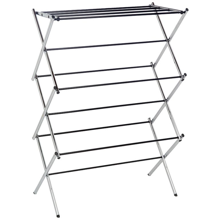 Basics Foldable Portable Laundry Rack for Air Drying Clothing, Indoor Outdoor Use 14.5D x 29.5W x 41