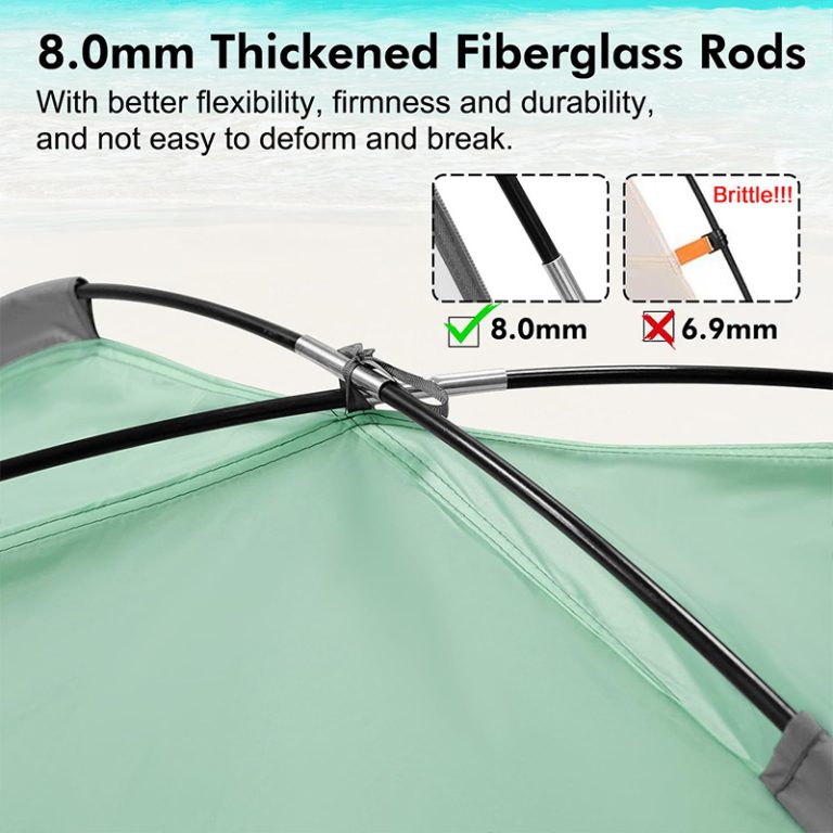 Beach Tent Anti-UV Portable Sun Shade Shelter for 3 4 6 8 Person, Extendable Floor with 3 Ventilating Mesh Windows Plus Carrying Bag, Stakes and Guy Lines2