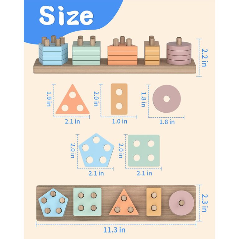 Montessori Toys for 1 2 Year Old Girl and Boy Birthday Gifts, Shape Sorter Wooden Toys for Toddlers Age 1-3 2-4, Learning Educational Sensory Stacking Toddler Puzzles4